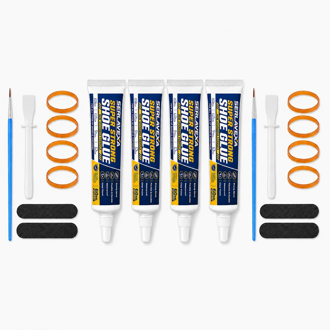 2PCS 60ml Shoe Sole Adhesive Repair Kit with Applicator Tools for Sneakers Boots Leather Rubber Canvas Flexible Footwear Fix
