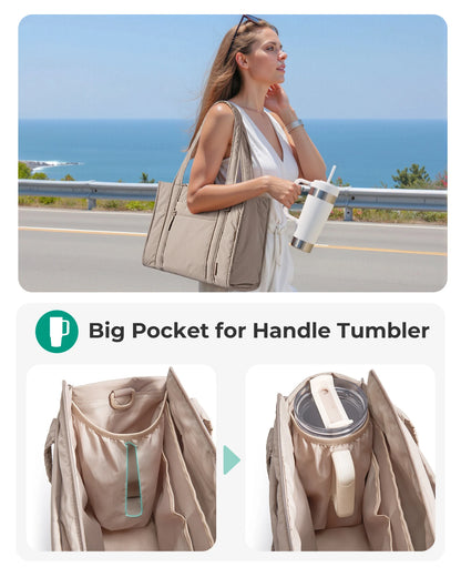 BAGSMART Small Tote Bag for Women Lightweight Crossbody Bag with Zipper Mini Shoulder Bag for Travel Work College