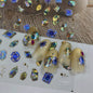 Bohemian Pattern Colorful Love Heart Moon Pearl Crystal Rhinestone 5D Nail Art Sticker Self Adhesive Decoration Manicure Decal