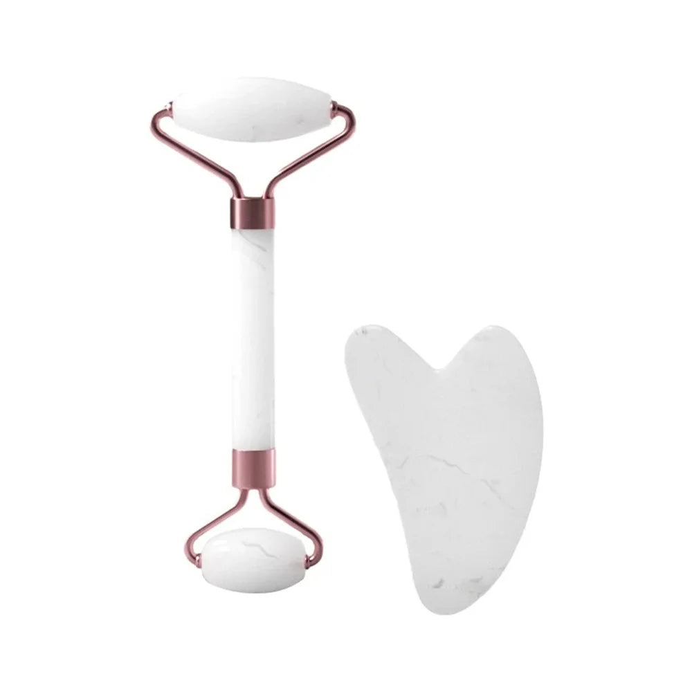 Facial Massage Roller With Gua Sha Stone Multifunctional Massager For Body Eye Acupoint Relief Anti-Aging Daily Skin Care Tools