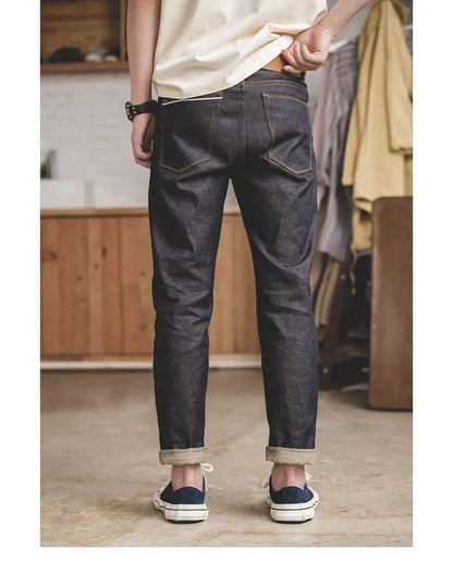 Maden Retro 11.6oz Selvedge Raw Denim Jeans Tapered Regular Fit Cotton Jeans with Zipper Fly High Quality Versatile Men's Pants