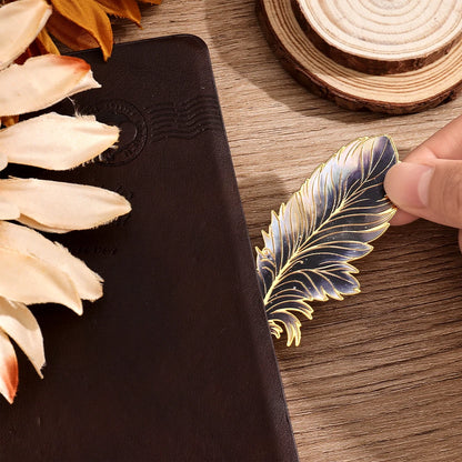 1 pc Metal Bookmarks with Chain Pendant Colorful Feather Design Unique Gifts for Book Lovers Writers Students Teachers Holiday