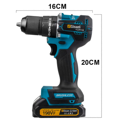 GIsam 13mm Electric Drill Brushless Impact Screwdriver Dual Speed 35+3 Torque Cordless Power Tool for Makita 18V Battery Pins