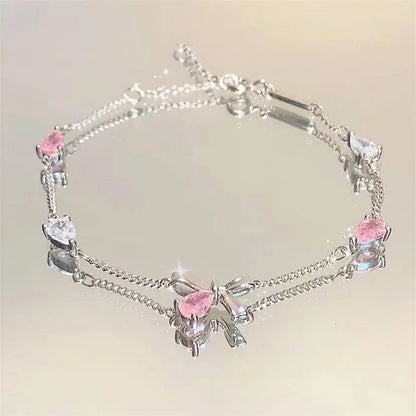 Dainty Flower Geometric Bracelet New High-End Minimalist Zircon Charm Blade Chain Women’s Bracelet Party Jewelry Gift