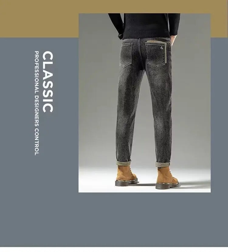 Spring Autumn 2025 Men's High-End Fashion Casual Pants Straight Leg Slim Fit Long Denim Jeans Handsome Cargo Casual Pants Men