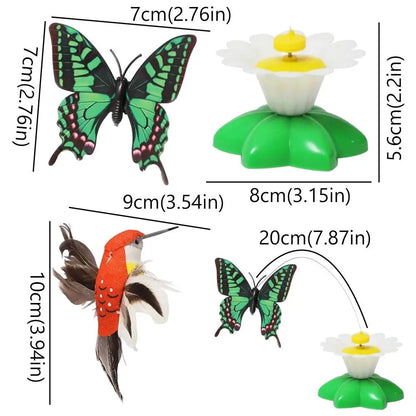 Interactive Cat Teaser Wand Toy - Automatic Rotating Electric Flying Butterfly Hummingbird, Indoor Kitten Exercise Play Toys