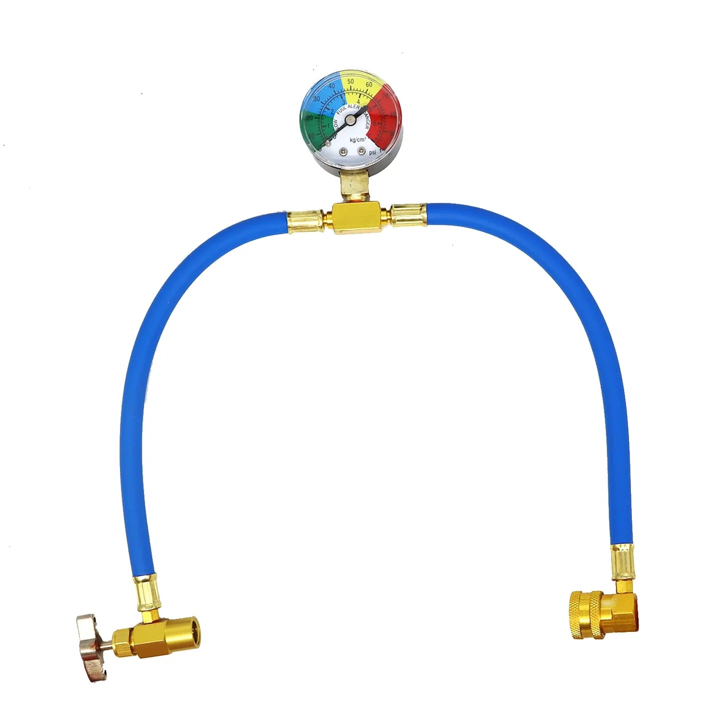 R134A Recharge Hose with Gauge, AC Can Tap Freon Charging Kit, 90° Low Side Quick Coupler for R134A R12 R22 A/C Refrigerant