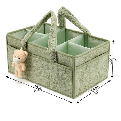 PANGDUBE Plush Diaper Stackers & Caddies Diaper Bag with Teddy Bear Caddy Organizer Nursery Baby Diaper Organizer Baby Nappy Bag