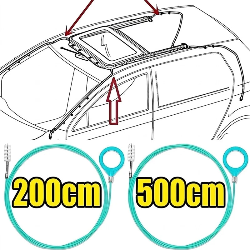 Car Sunroof Drain Hole Cleaning Brush Flexible Stainless Steel Tube Pipe Cleaner Sweeper Tool For Truck Refrigerator Door Window