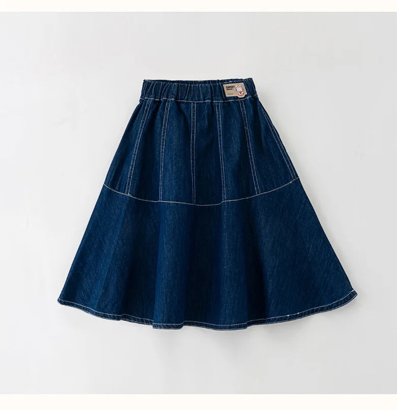 Fashion Girl Skirt Jeans Denim Skirt Mid Length A Line Teenager Girls Clothes Kids Children School Outfit Casual Plus Size