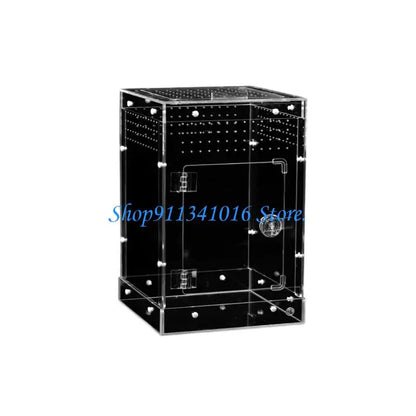 34Cm Clear Acrylic Reptiles Enclosure Breeding Box For Amphibians Animal Hermits Crabs Safe Habitats Place