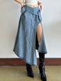 [EAM] High Waist Blue Denim Irregular Hem Slit Midi A-line Half-body Skirt Women Fashion Tide New Spring Autumn 2026 1DJ6538