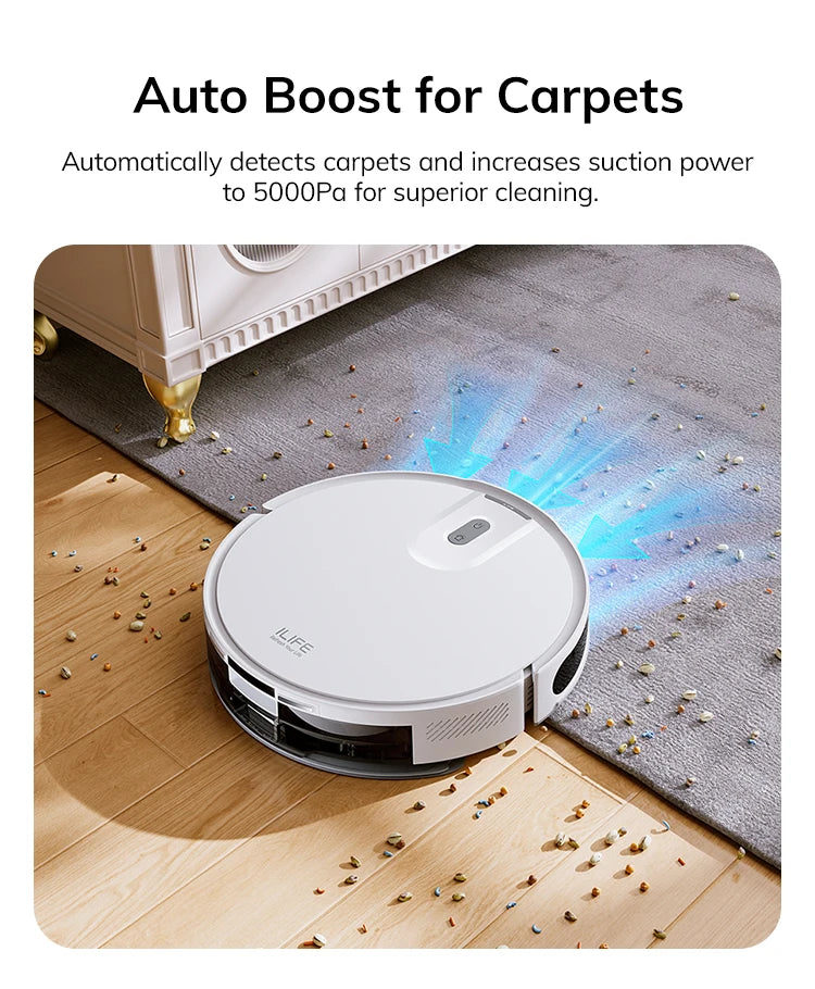 ILIFE V20 Robot Vacuum Cleaner, 5000Pa Suction, SOF LiDAR Smart Navigation, APP Control, Customizable Cleaning, Self Charging
