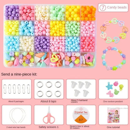 Arts Crafts DIY Handmade Beaded Kit Jewelry Set Handmade DIY Making Beads Kit DIY Creative Beads for Children Girl