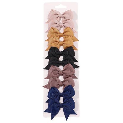 10Pcs/Set New Cute Solid Ribbon Bowknot Hair Clips for Baby Girls Handmade Bows Hairpin Barrettes Headwear Baby Hair Accessories