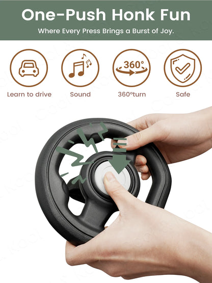 Stroller Steering Wheel  Fun Honking & 360° Rotation to Engage & Calm Fussy Riders, Easy-Attach Design