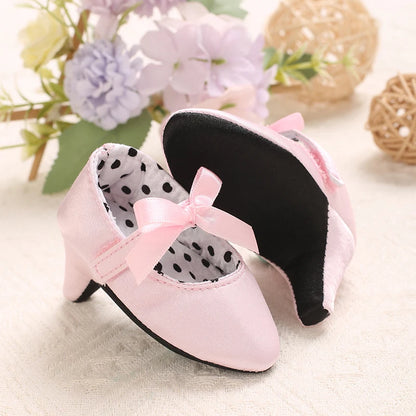 2022 New Infant Newborn Baby Girl High Heels Shoes Princess Bow First Birthday Party Shoes Photo Props Shoes 0-12M
