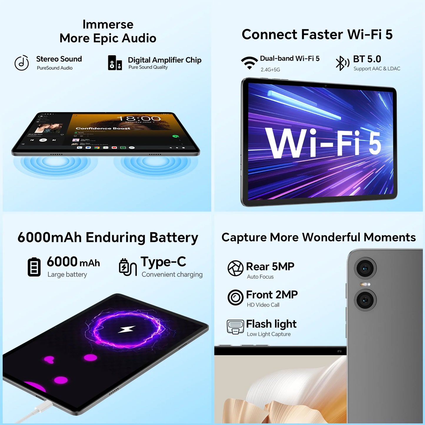 Teclast P30T Case 10.1" Tablet Ai Gemini Android 16 16Gb(3Gb+13Gb Expansion) Ram 128Gb Rom T7250 8-Core All-In-One Keyboard/Case/Mouse/Stylus/Earphones/Tablet Stand