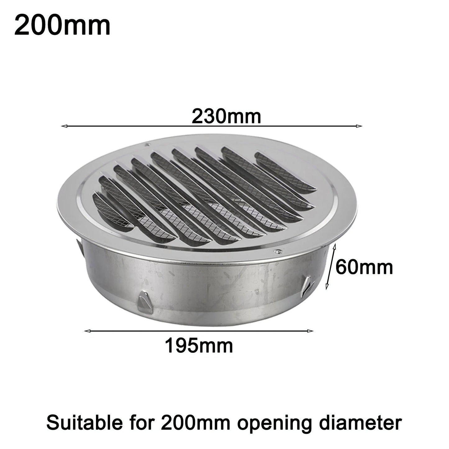 1PCS Circle Air Vent Grill Cover Stainless Steel Silver 70-160mm Round Exterior Wall Duct Ventilation Tool Accessories Home Part