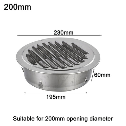 1PCS Circle Air Vent Grill Cover Stainless Steel Silver 70-160mm Round Exterior Wall Duct Ventilation Tool Accessories Home Part