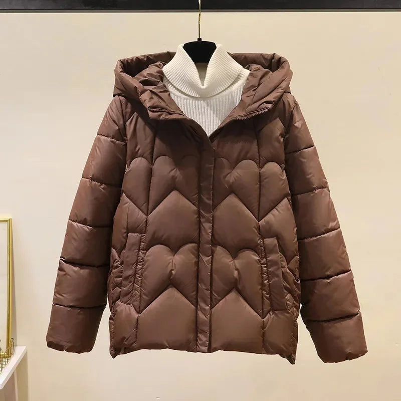 2025 New Style Korean Fashion Winter Jacket Short Down Bread Service Woman Snow Wear Puffer Coats Loose Warm Parkas Hooded Outwe