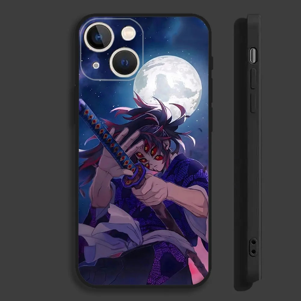 Cool K-Kokushibo Anime Phone Case For iPhone 16,15,14,13,12,11,Pro,Max,Plus,Mini,X,XS,XR,8,7,6,S,SE Soft Black Case
