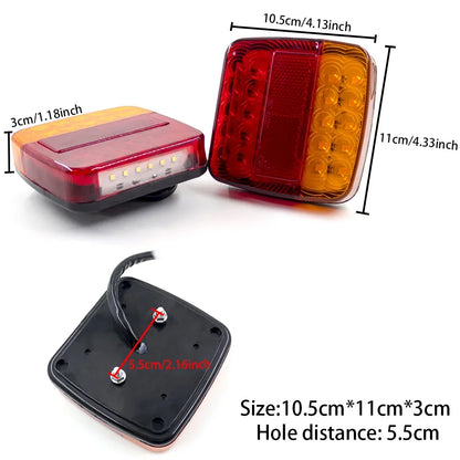 1Set 12V Universal 16 LED Rear Towing Trailer Tail Light 10m Cable 7 Pin Brake Stop License Number Plate Lamp Waterproof Lights