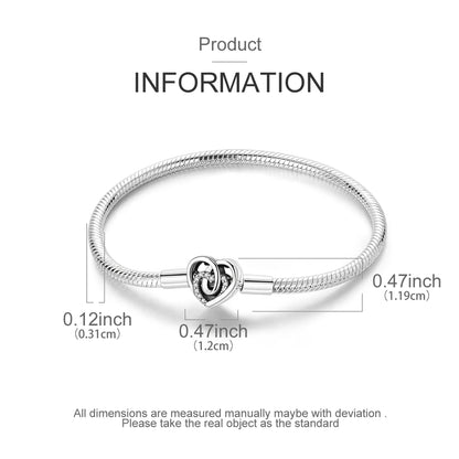 New Charm Bracelet 925 Silver Heart Shape Holy Mother Snake Chain Clasp Bracelet Fit Original Bead DIY Fashion Jewelry