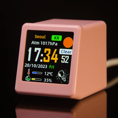 MINI Size Smart WIFI Weather Forecast Station Clock for Gaming Desktop Decoration. DIY Cute GIF Animations and Electronic Album