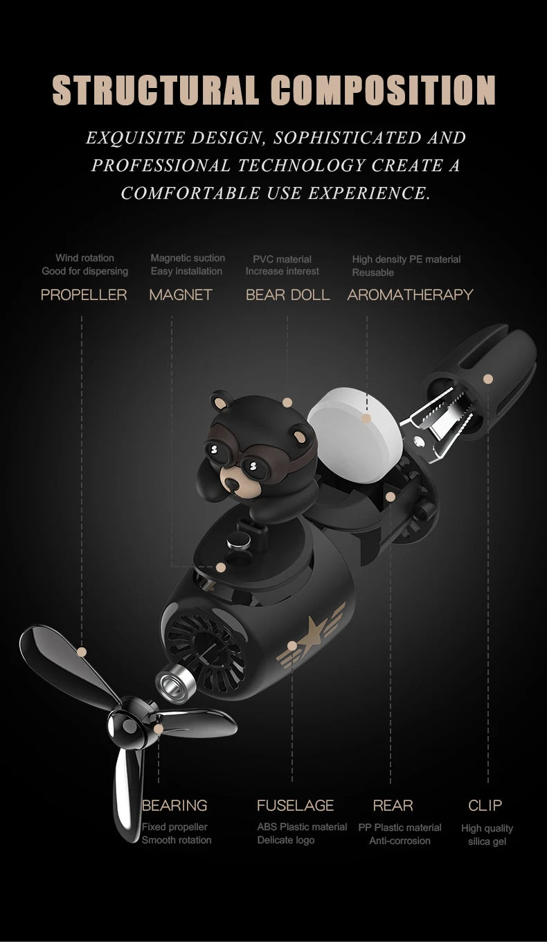 Bear pilot car air freshener flavor dog vent perfume diffuser fragrance scent  auto deroration acccessories aromatherapy auto