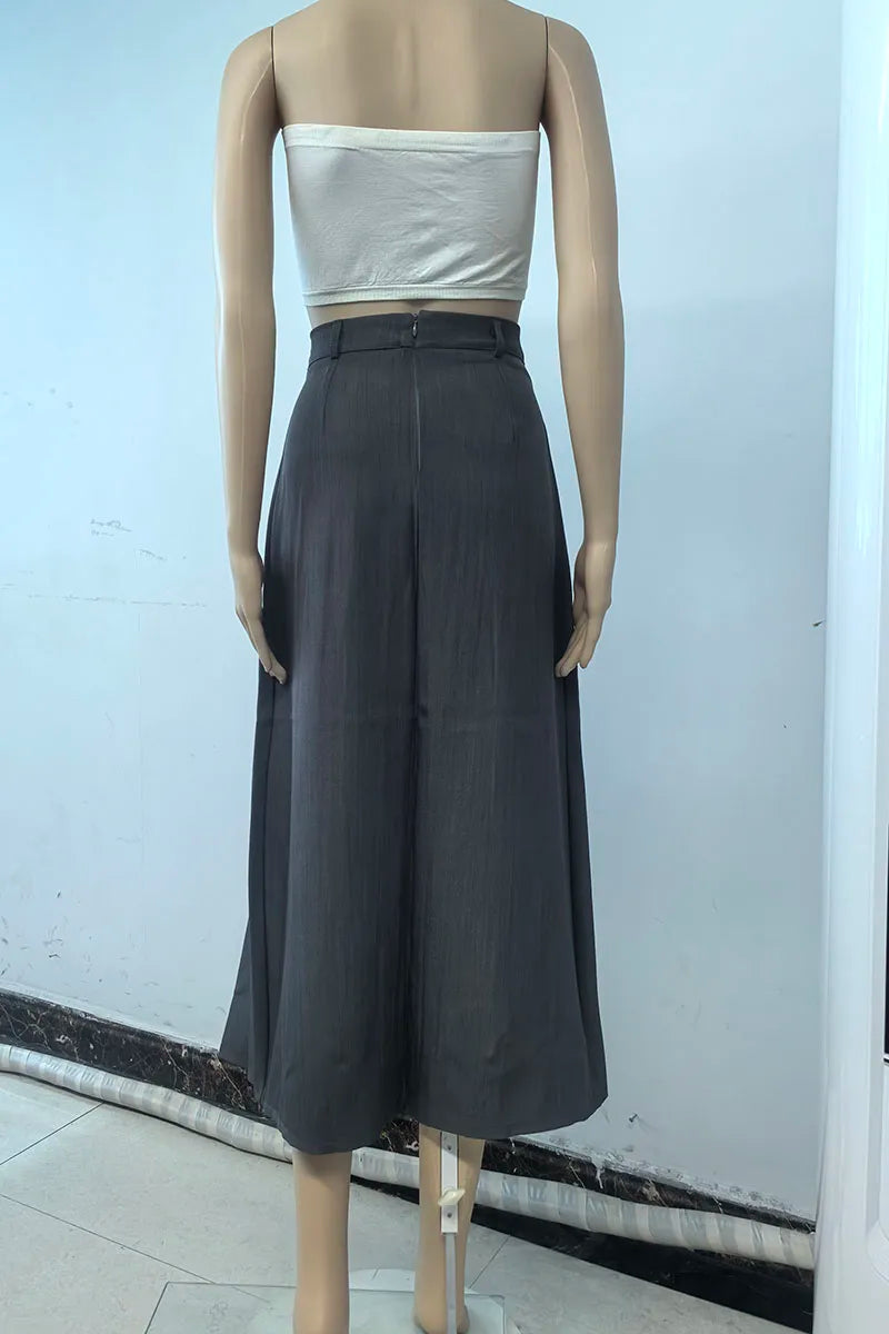 2026 New Women's Pleated Maxi Skirts Autumn High Waisted Zipper Jk Long Skirt Woman Elegant Loose Design Big Swing A-Line Skirts