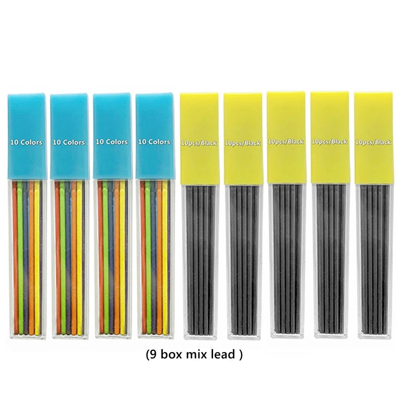 1-42Pcs Mechanical Pencils Set 2B 2.0mm Automatic Student Pencils with Sharpener Color Pencil Leads School Pens Cute Stationery