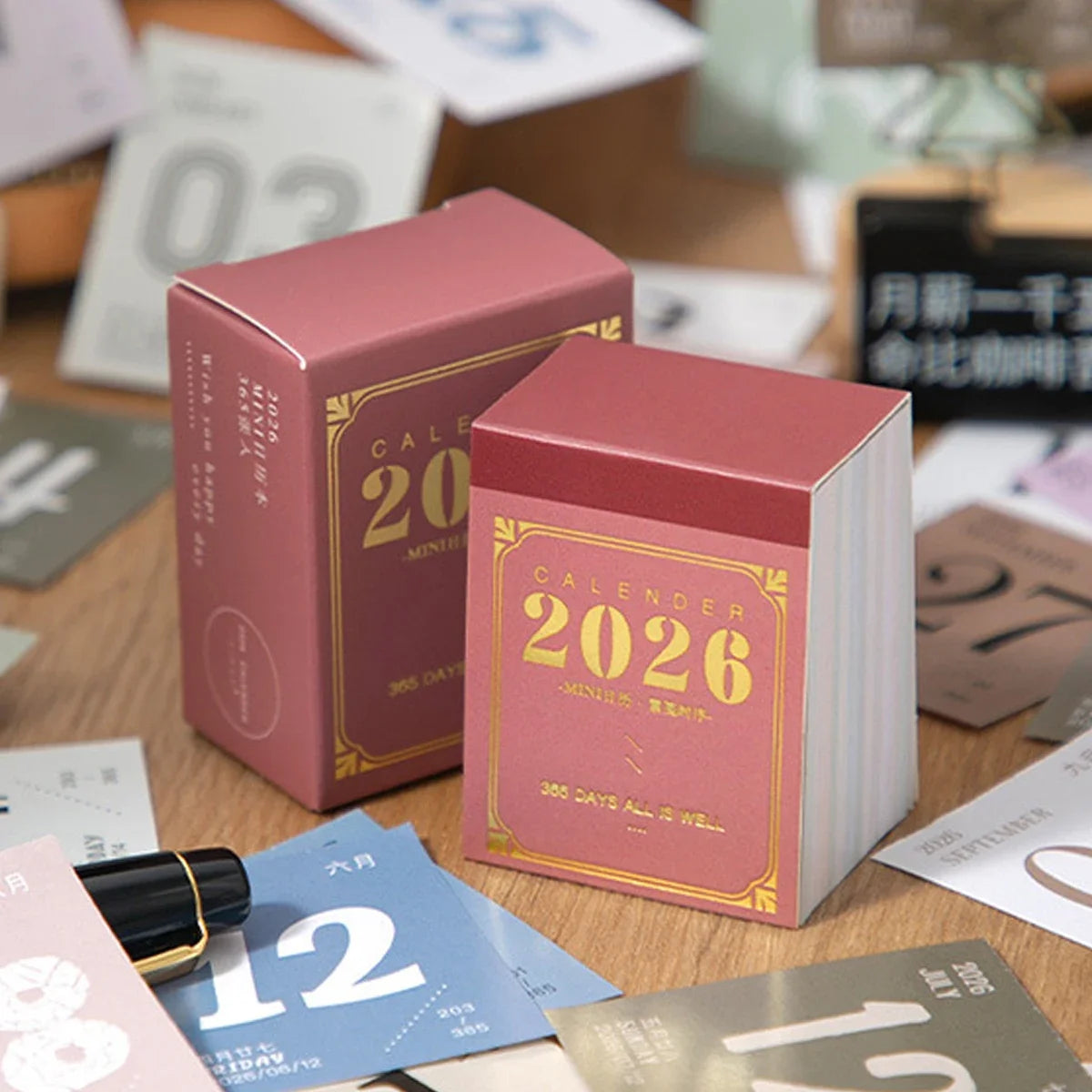 2026 Calendar Thin Waterproof Paper Desk Home Mark Memo Journal Note Keeper Daily Organizer Planner Stationery Advent Calendar