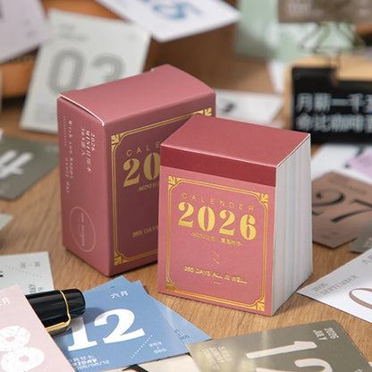 2026 Calendar Thin Waterproof Paper Desk Home Mark Memo Journal Note Keeper Daily Organizer Planner Stationery Advent Calendar