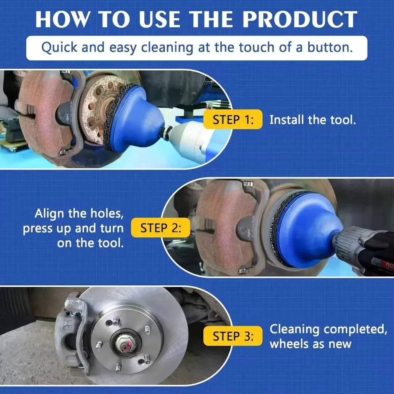 Vehicle Wheel Hub Grinding Machine Set 150mm for 1/2 Inch Rod Rust Removal Paint Polishing Wheel Brake Disc Cleaning Tool