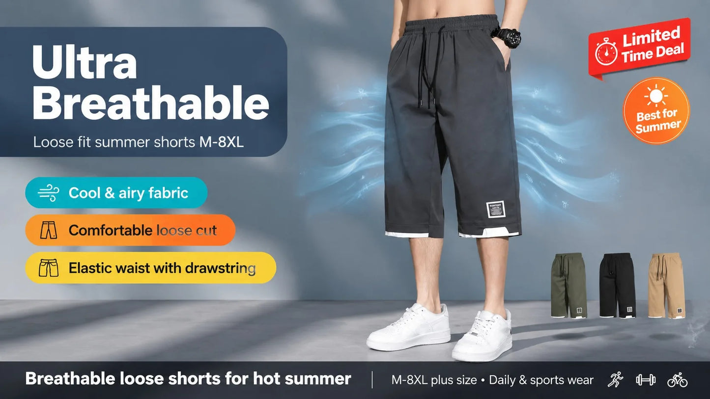 Plus Size Large Men's Shorts 2025 Summer New Trendy Loose Men's Sports and Casual Pants Jorts Baggy Cargo Mens Luxury Brands Man