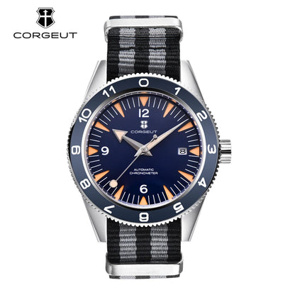 41MM Sapphire Glass 100m Waterproof Japan  Automatic Luminous Mens Watch Nylon Strap
