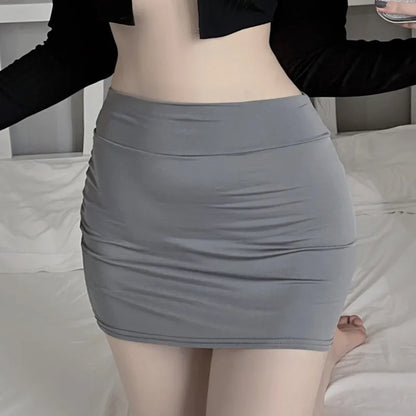 2026 NEW High Waist Sexy Casual Black White Bodycon Pencil Mini Skirts Wrap Hip Silk Short Skirt for Women Night Club Wear Summe