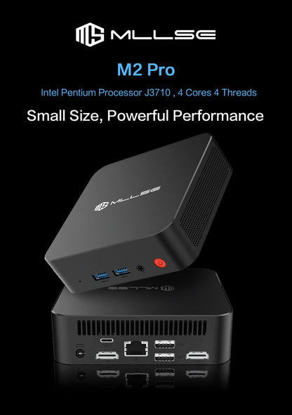 Mini PC MLLSE M2 Pro, processor Intel J3710, 8 GB RAM, ROM Go, Wi-Fi 5, BT 4.2, Windows 10 miniature desk computer