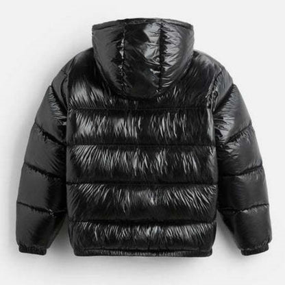 Men'S Down Jacket Casual Solid-Color Hooded Cotton-Padded Jacket Men'S Thickened Winter Warm Coat Loose Pocket Bread Jacket Coat