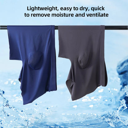 4PCS Men's Ice Silk Ultra-thin Seamless Shorts Sexy Lingerie Solid Breathable Boxers Briefs Men Underpants