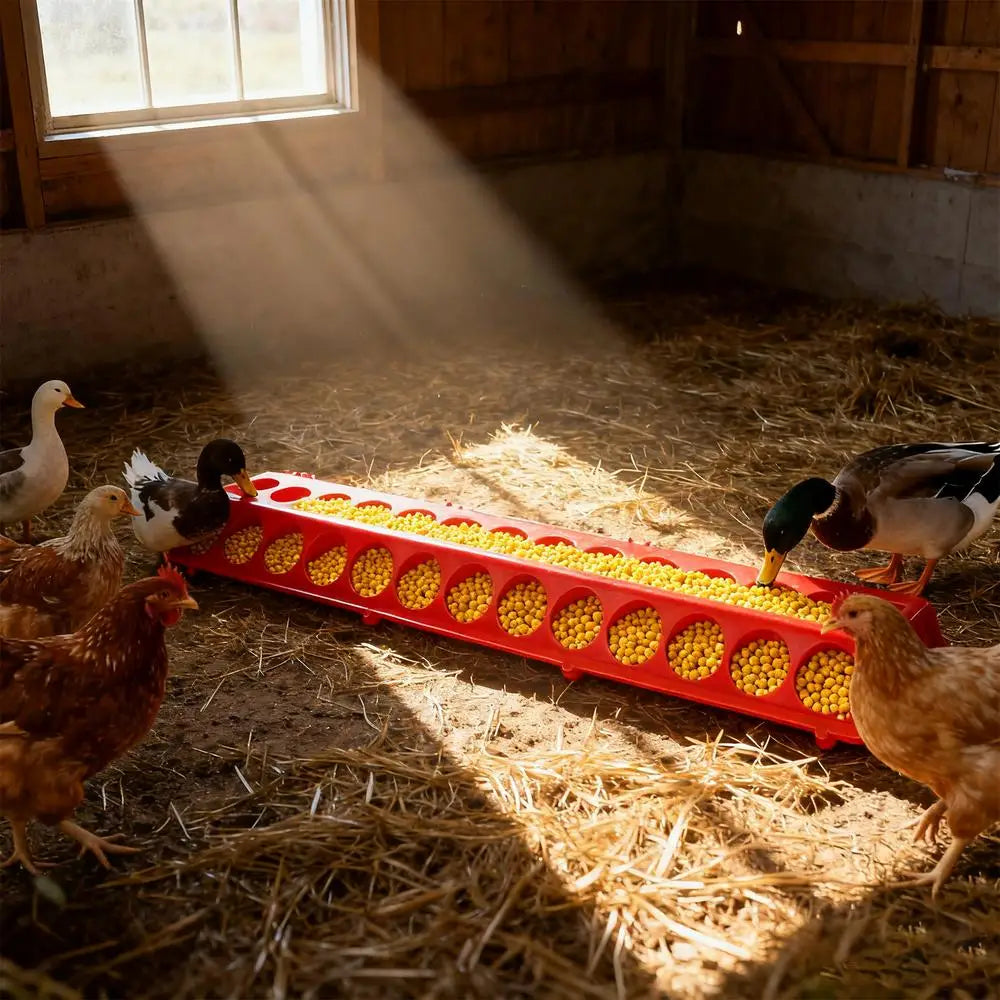 Pigeon Feeder 28-hole Long Large Capacity Pet Supplies Baby Chick Feeder for Coop Quail Duckling Duck Food Hen Rooster Pet Treat
