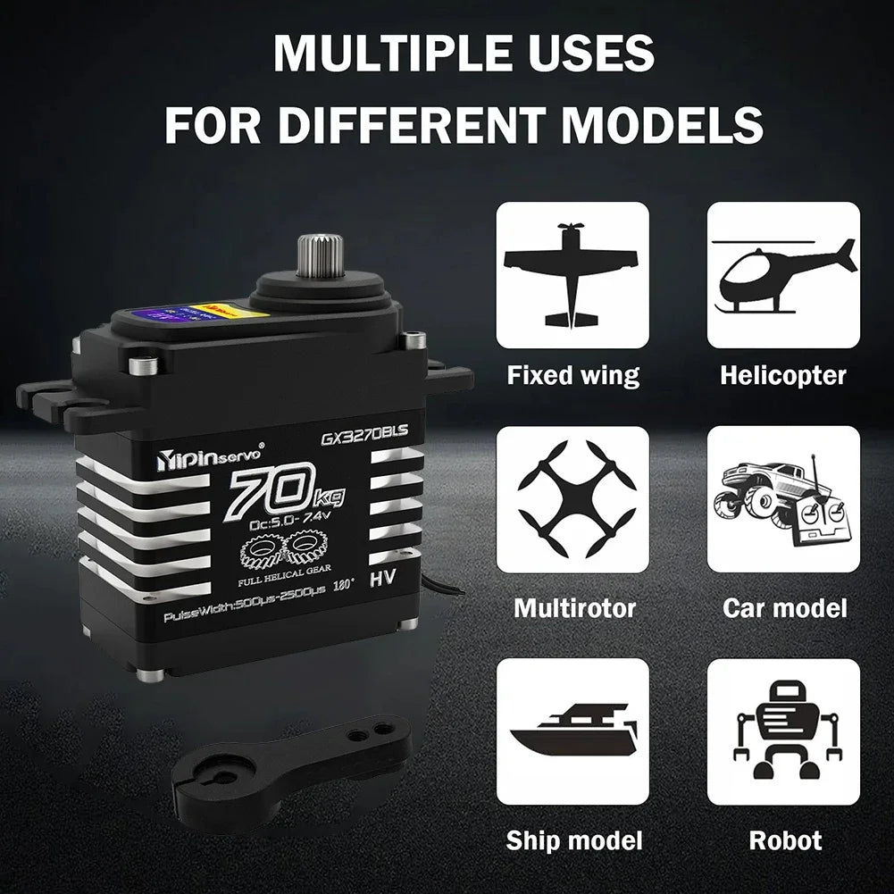 70kg Digital Servos Large Torque Magnetic Induct 8.4v Brushless Motor IP68 Steel Helical Gear For 1/8 1/10 Remote RC Car Robot