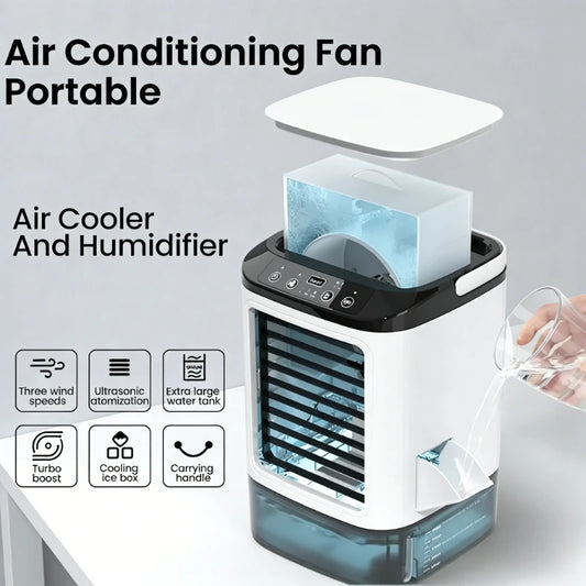 Hot Selling Mini Spray Cooling Fan Home Mobile Portable Desktop Air Cooler Silent Vortex Colorful Light Air Conditioning Fan