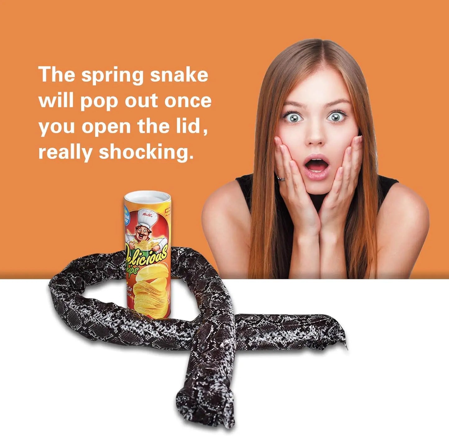 Surprise Potato Chip Can Snake Joke Toy Funny Spring Jumping Prank Props Scary April Fools Day Gift Party Decoration Supplies