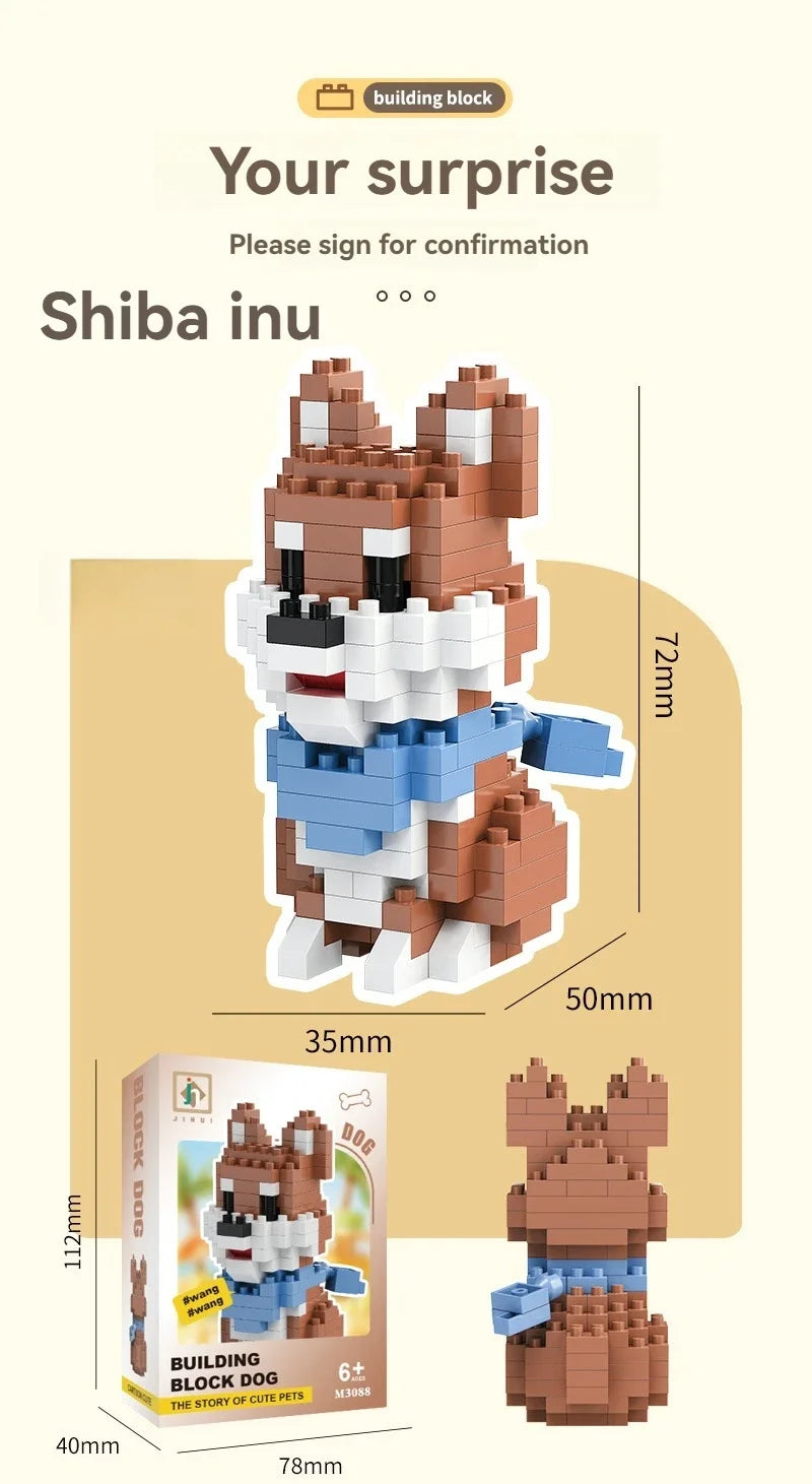 DIY Creative Micro Building Blocks Set  Dogs  Cartoon Character Models DIY Educational Toys For Children Birthday Gift
