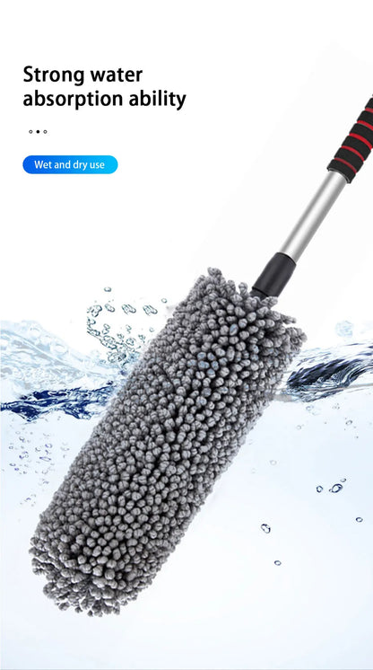 SEAMETAL Retractable Car Duster Stainless Steel Long Handle Dusting Brush Microfiber Dust Remover Car Household Cleaning Tools