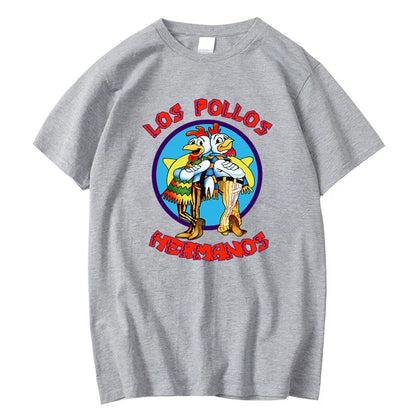 Summer Men Short Sleeved High Quality Cotton Blend Breaking Bad LOS POLLOS Chicken Brothers Printed Casual For Men T-shirt Male