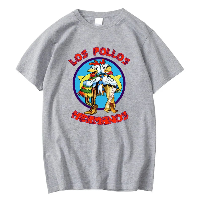 Summer Men Short Sleeved High Quality Cotton Blend Breaking Bad LOS POLLOS Chicken Brothers Printed Casual For Men T-shirt Male