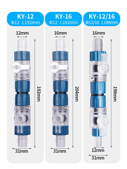 12/16mm Aquarium Water Control Valve Hose Double Tap Quick Release Connector Fish Tank Filter Barrel Replace Connector Acuarios